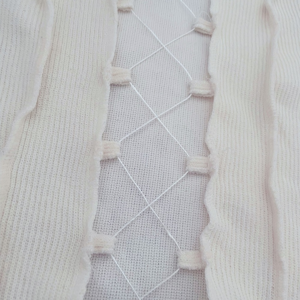 Lace up Topstitching Ribbed top - Picture 2 of 6